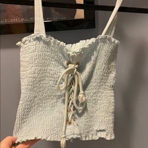 Blue ruched vintage crop